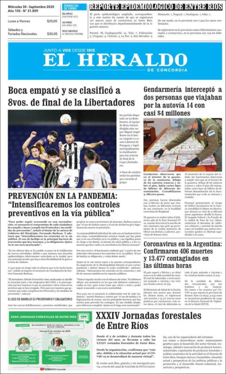 Portada de El Heraldo de Concordia (Argentina)