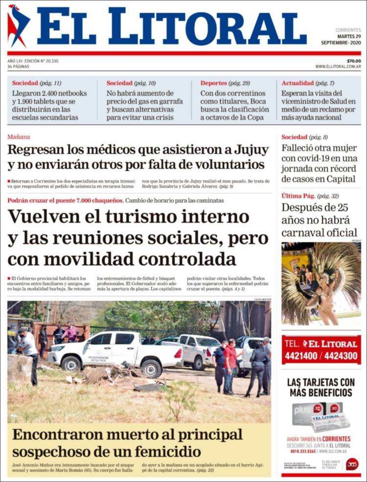 Portada de El Litoral Corrientes (Argentina)