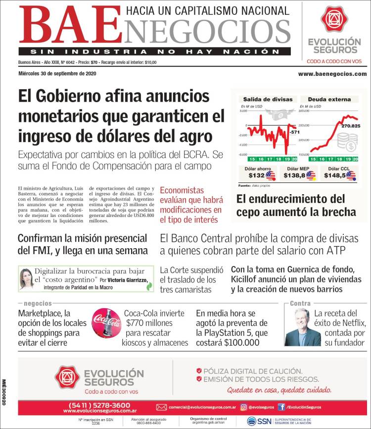 Portada de Buenos Aires Económico (Argentina)