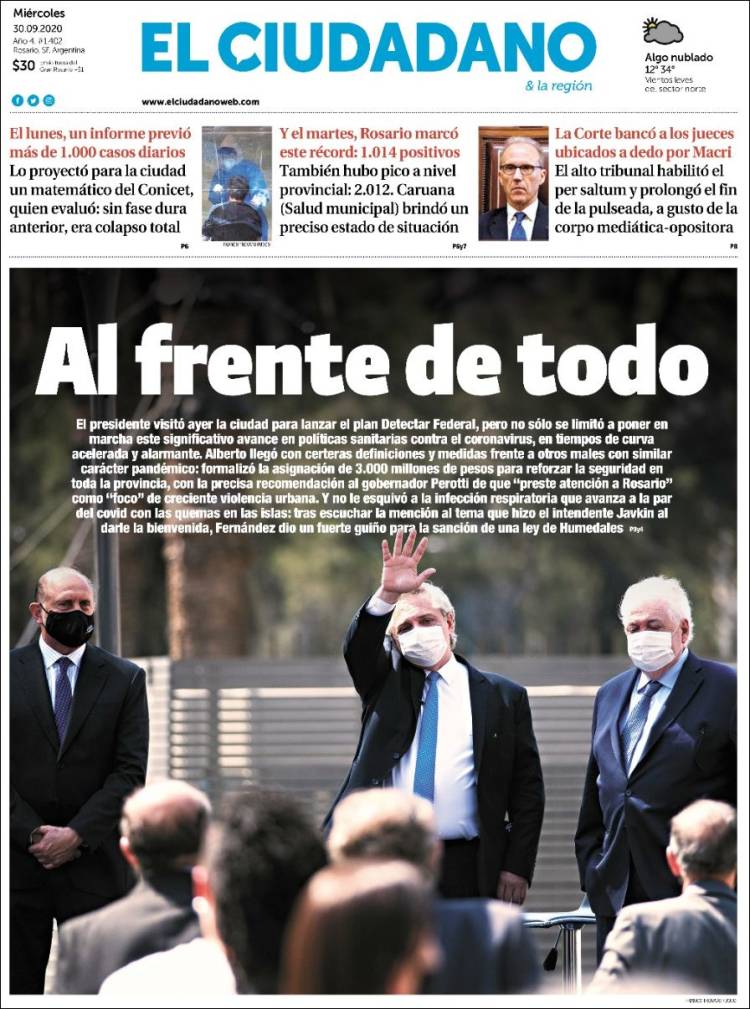 Portada de Diario El Ciudadano (Argentina)