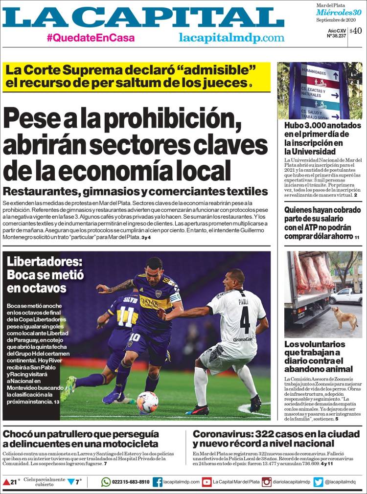 Portada de Diario La Capital - Mar del Plata (Argentina)