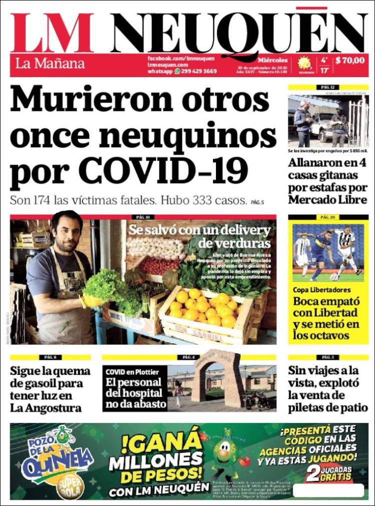 Portada de La Mañanade Neuquén (Argentina)
