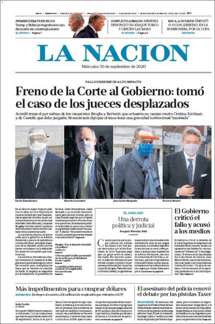 Portada de La Nación (Argentina)