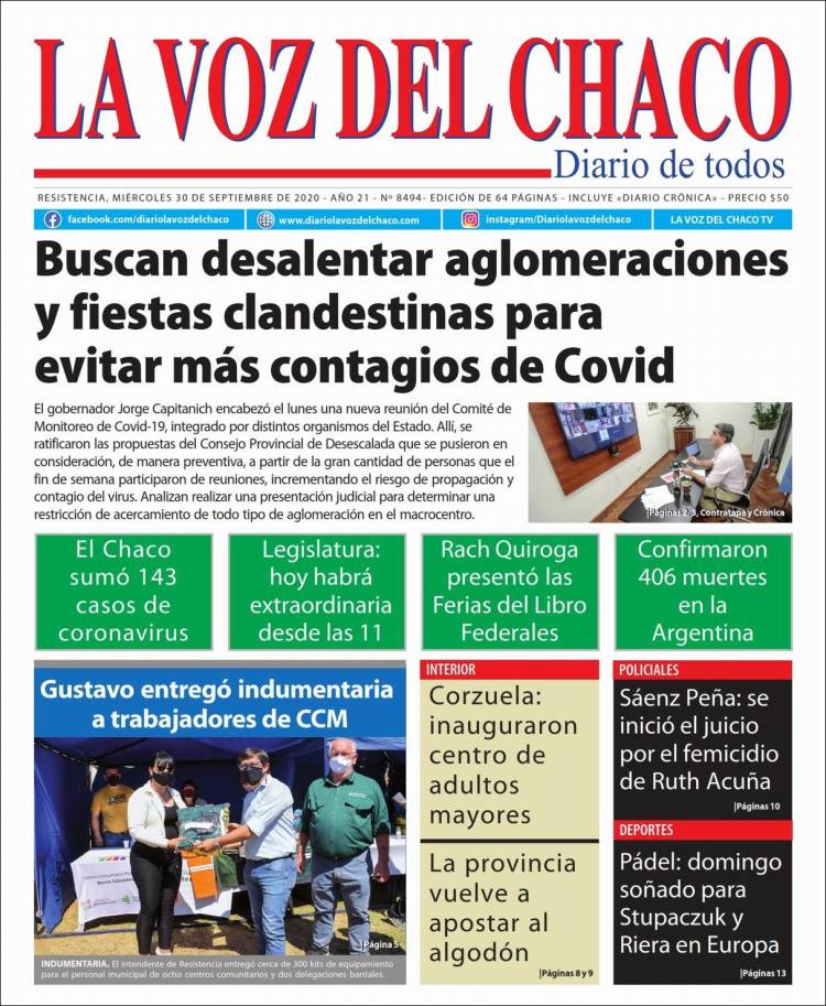 Portada de La Voz del Chaco (Argentina)