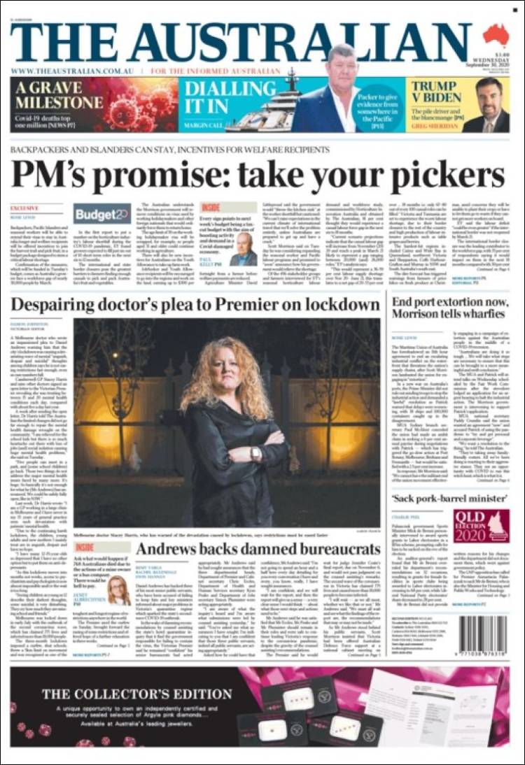 Portada de The Australian (Australia)
