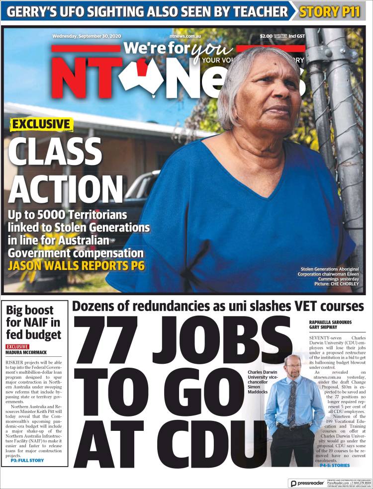 Portada de Northern Territory News (Australia)