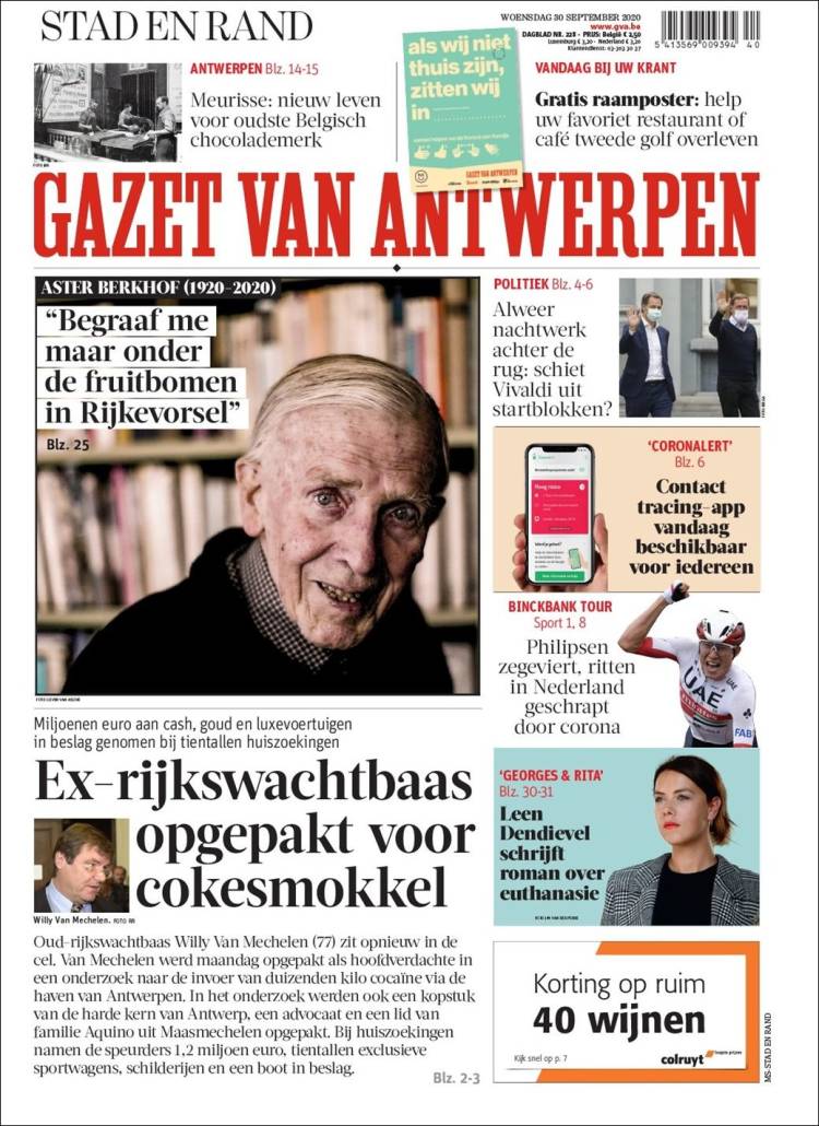 Portada de Gazet van Antwerpen (B&eacute;lgica)