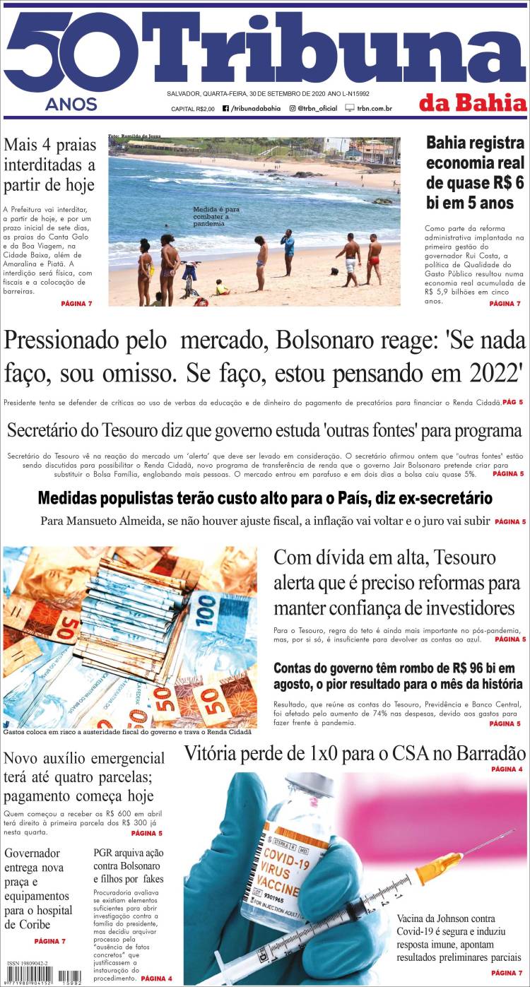 Portada de Tribuna da Bahia (Brasil)