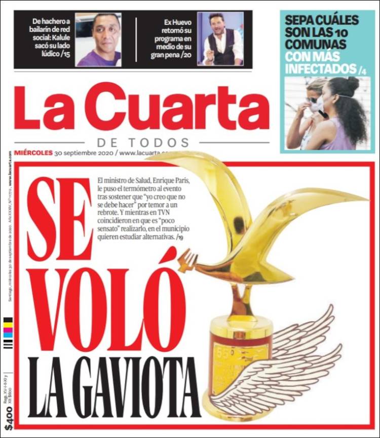 Portada de La Cuarta (Chile)