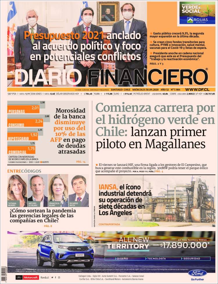 Portada de Diario Financiero (Chile)
