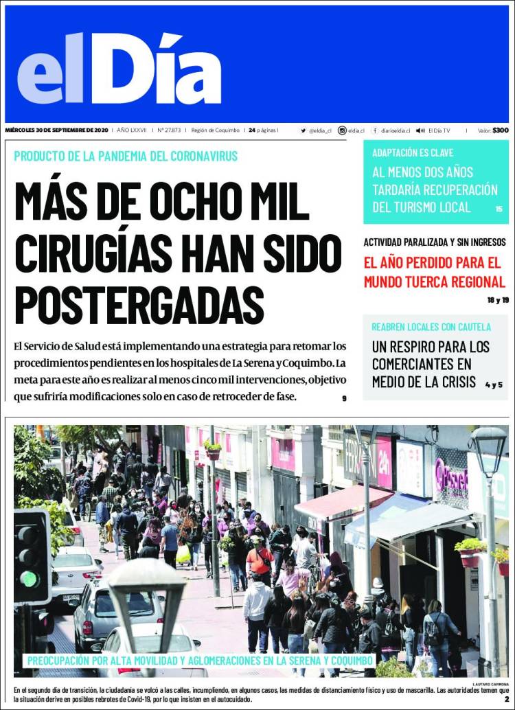 Portada de El Día (Chile)