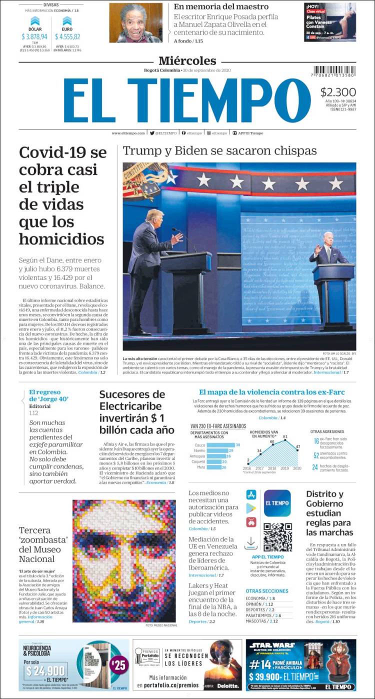 Portada de El Tiempo (Colombia)