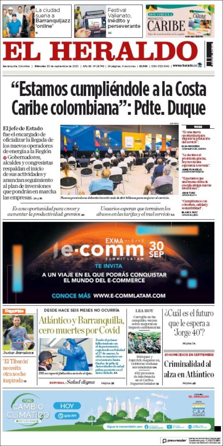 Portada de El Heraldo (Colombia)