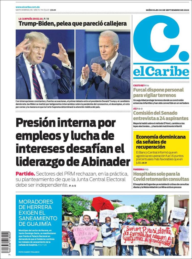 Portada de El Caribe (R. Dominicana)
