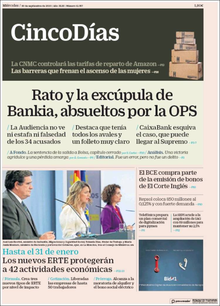 Portada de Cinco Días (Espa&ntilde;a)