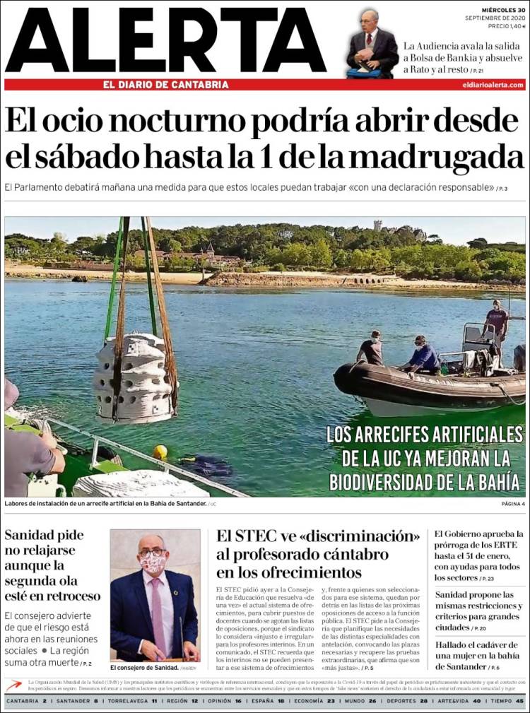 Portada de Alerta - El Diario de Cantabria (España)