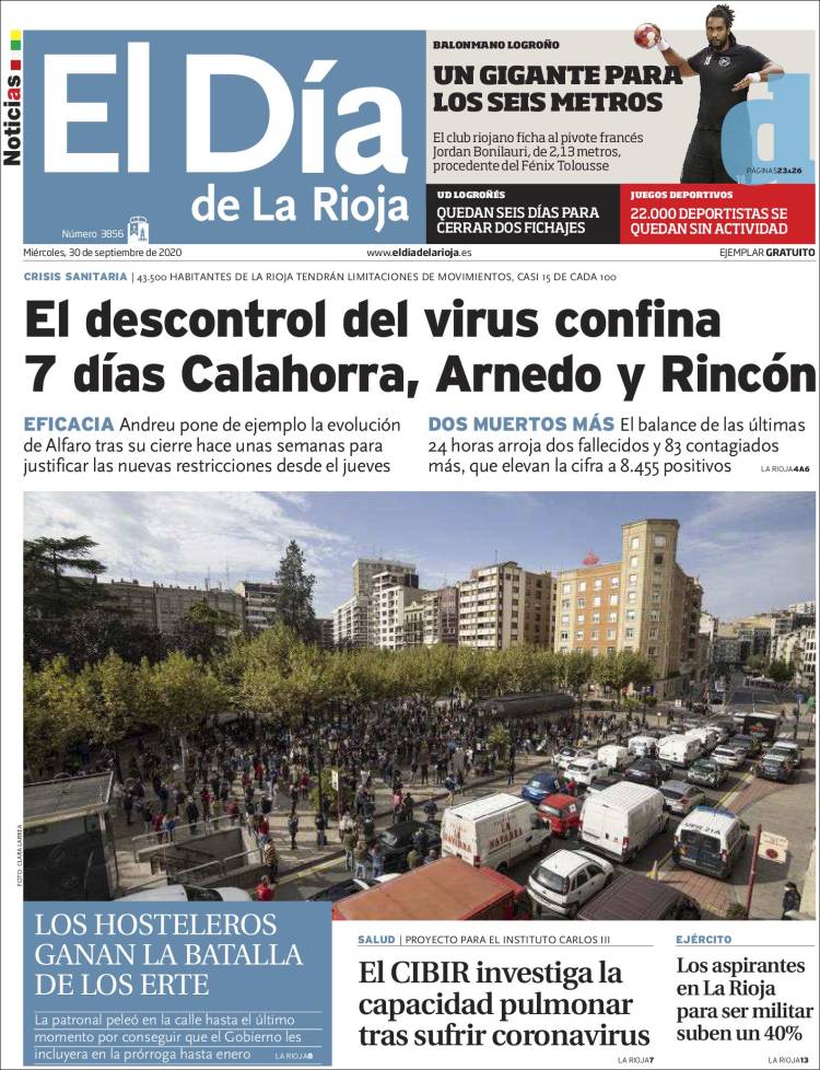 Portada de El Día de La Rioja (España)