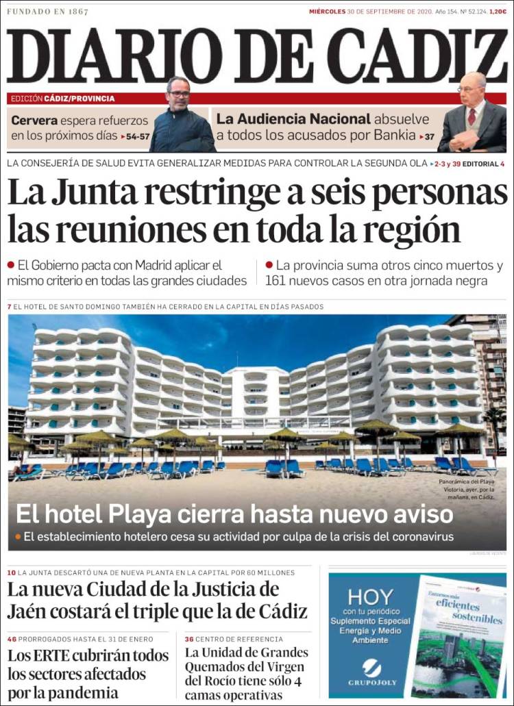 Portada de Diario de Cádiz (España)