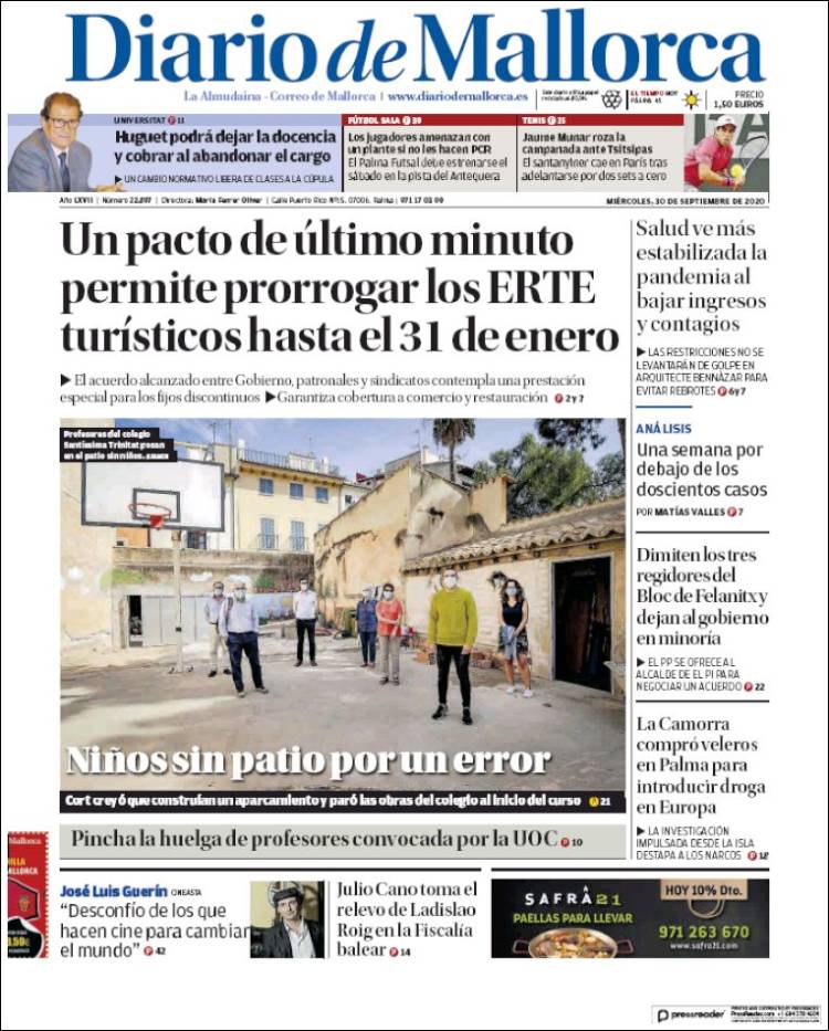 Portada de Diario de Mallorca (España)