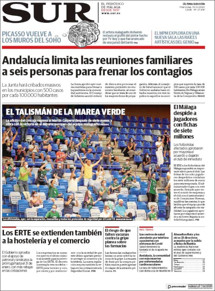 Portada de Diario el Sur (España)