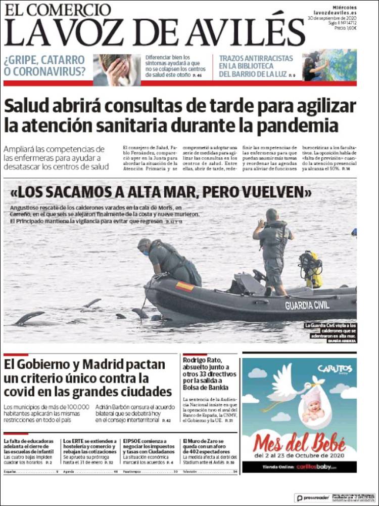 Portada de El Comercio - Avilés (España)