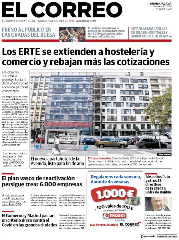 Portada de El Correo - Álava (España)