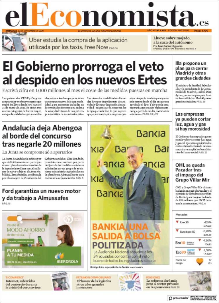 Portada de El Economista (Espa&ntilde;a)
