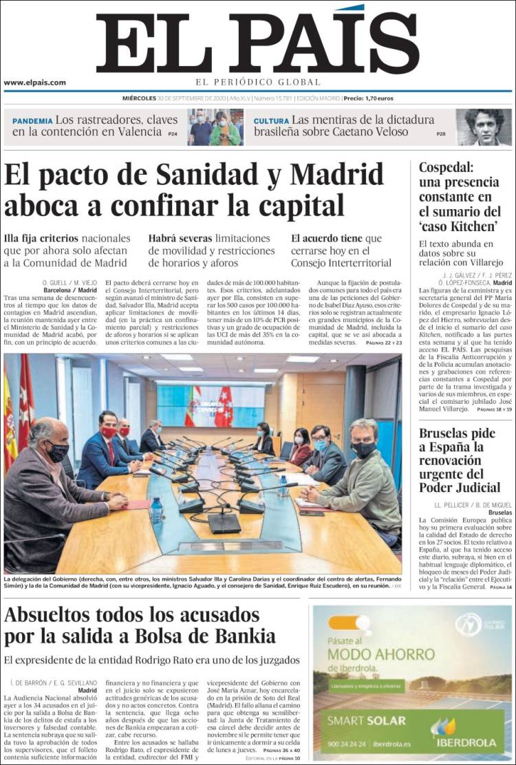 Portada de El País (España)