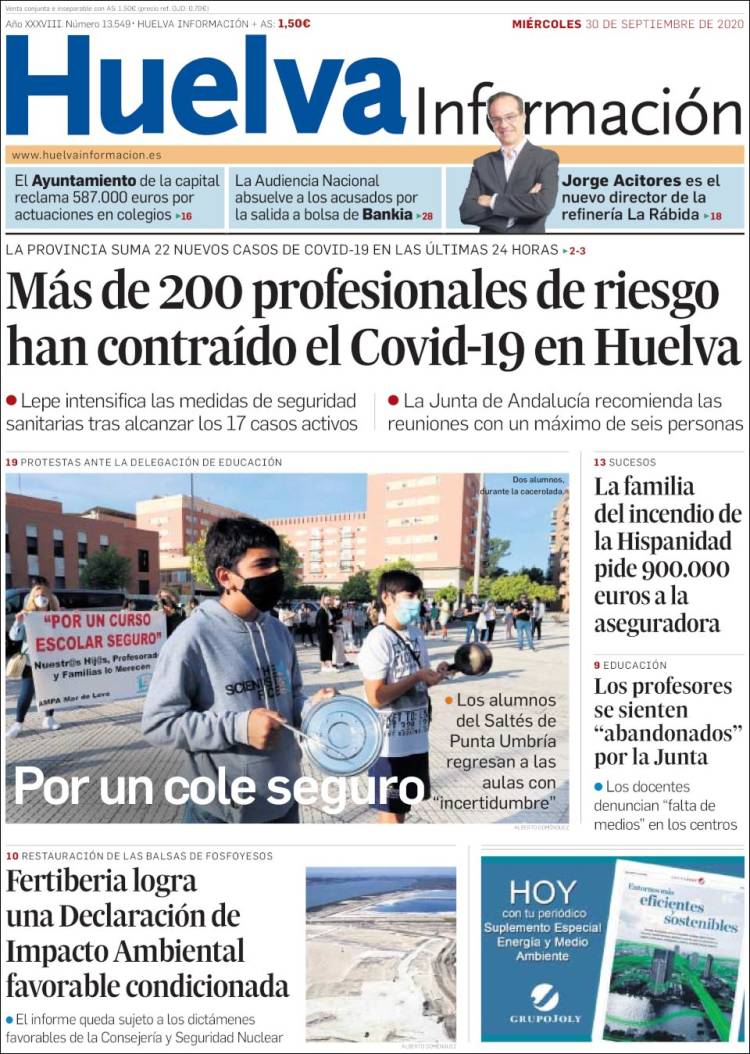 Portada de Huelva Información (España)