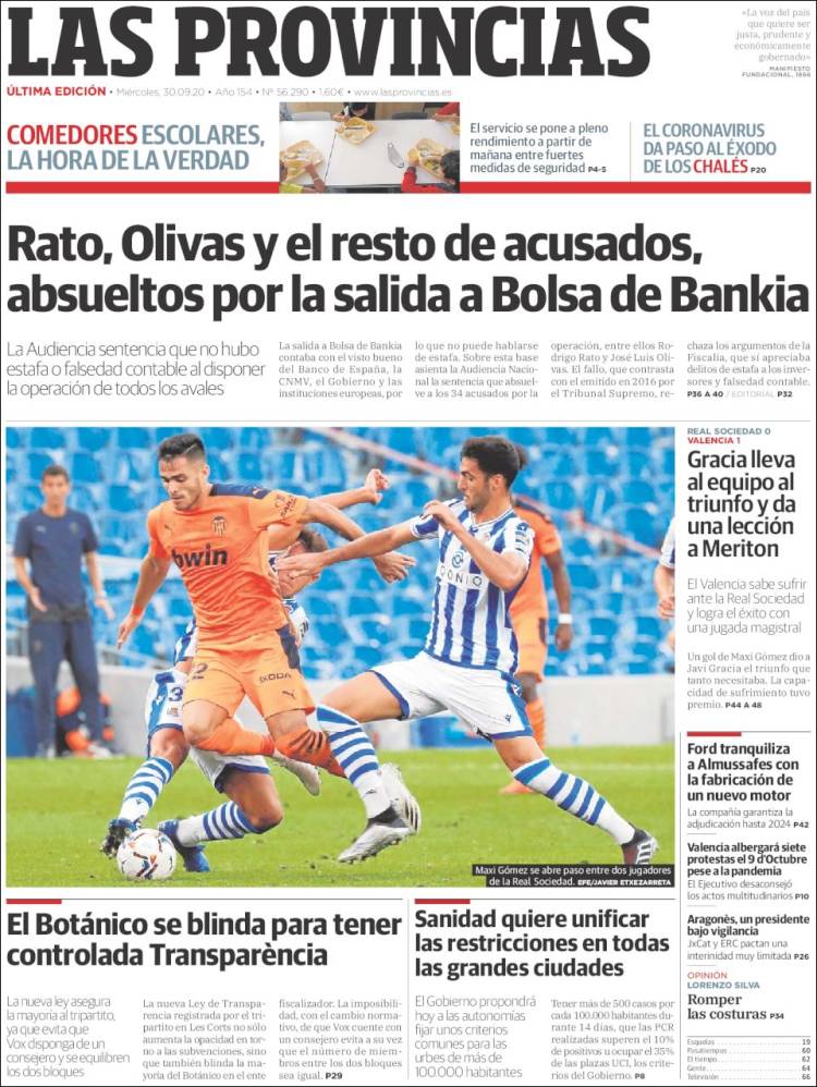 Portada de Las Provincias (España)