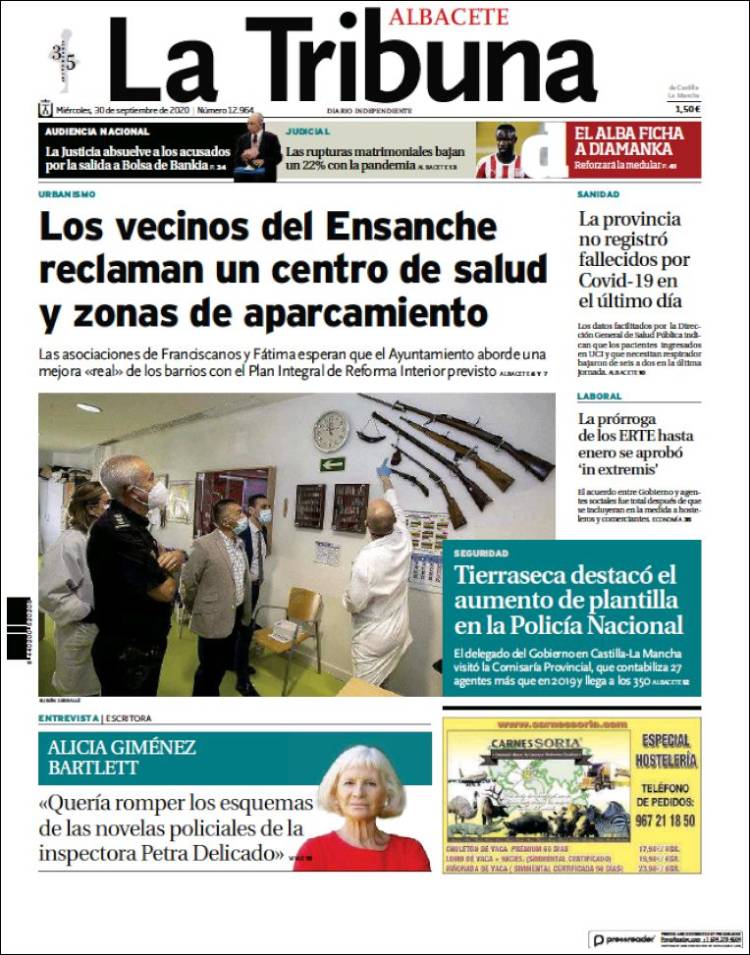 Portada de La Tribuna de Albacete (España)