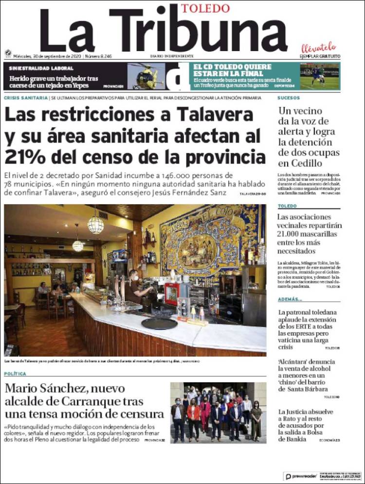 Portada de La Tribuna de Toledo (España)