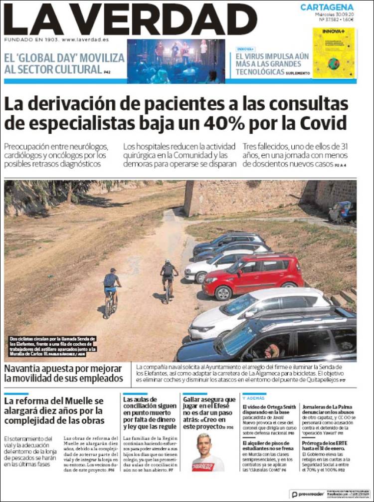 Portada de La Verdad de Cartagena (España)