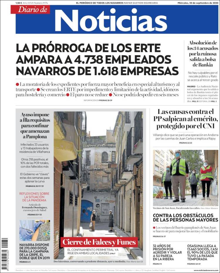 Portada de Noticias de Navarra (España)