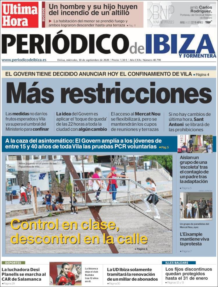 Portada de Periódico de Ibiza (España)