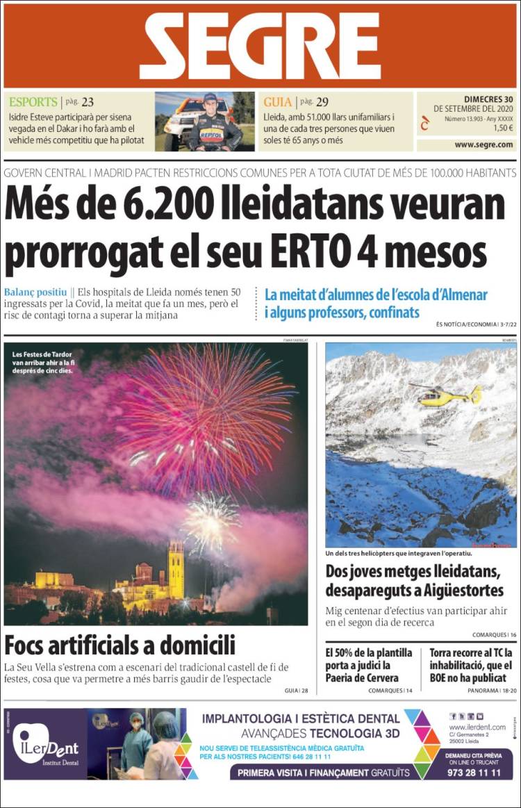 Portada de Segre (España)