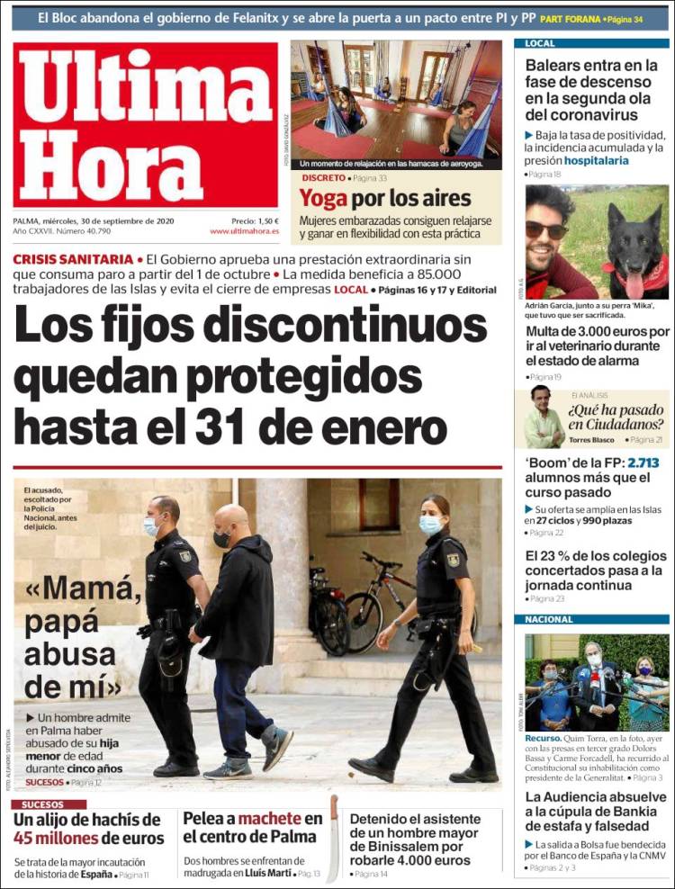 Portada de Última Hora (España)