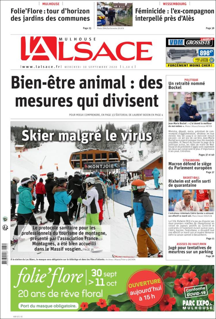 Portada de Journal L'Alsace (Francia)