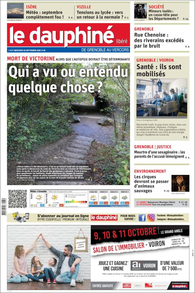 Portada de Le Dauphiné Libéré (Francia)