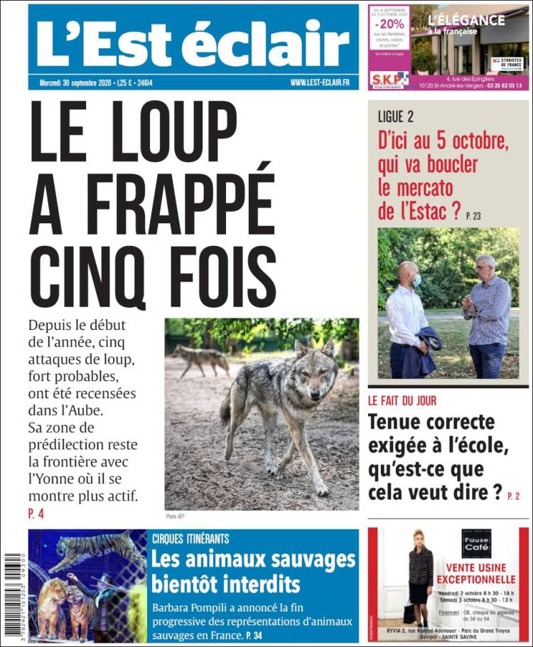 Portada de L'Est Eclair (Francia)