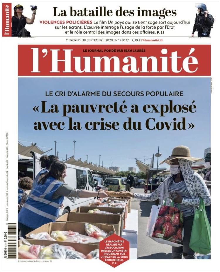 Portada de l'Humanite (Francia)
