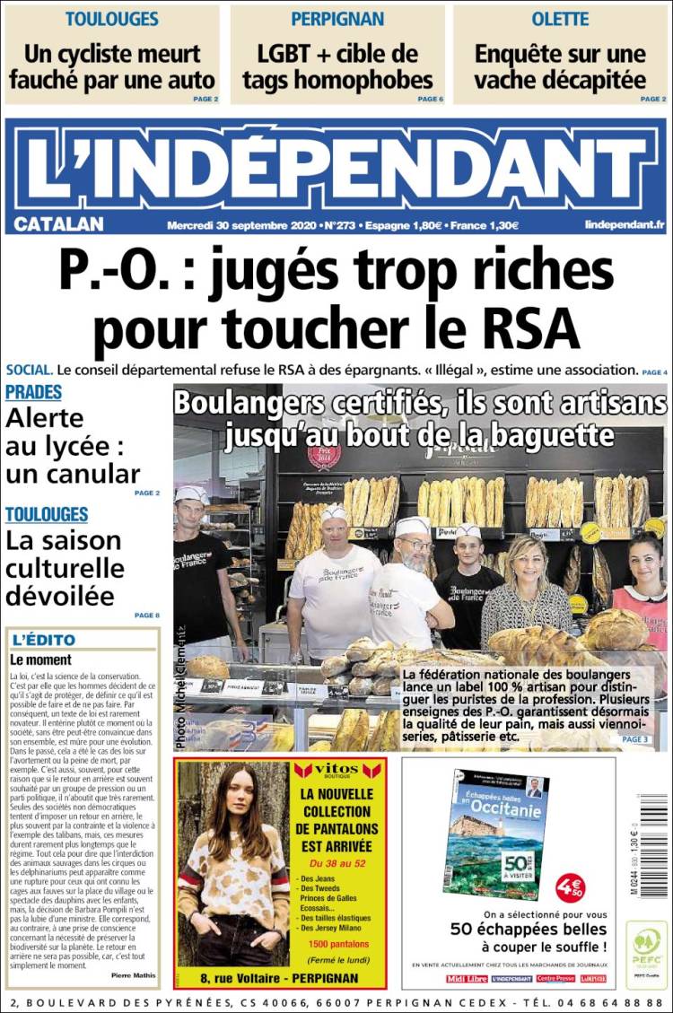 Portada de Le Indépendant (Francia)
