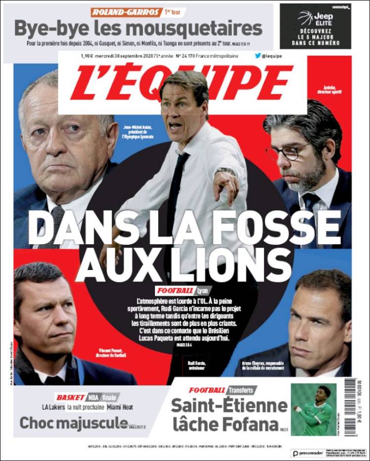 Portada de L'Equipe (Francia)