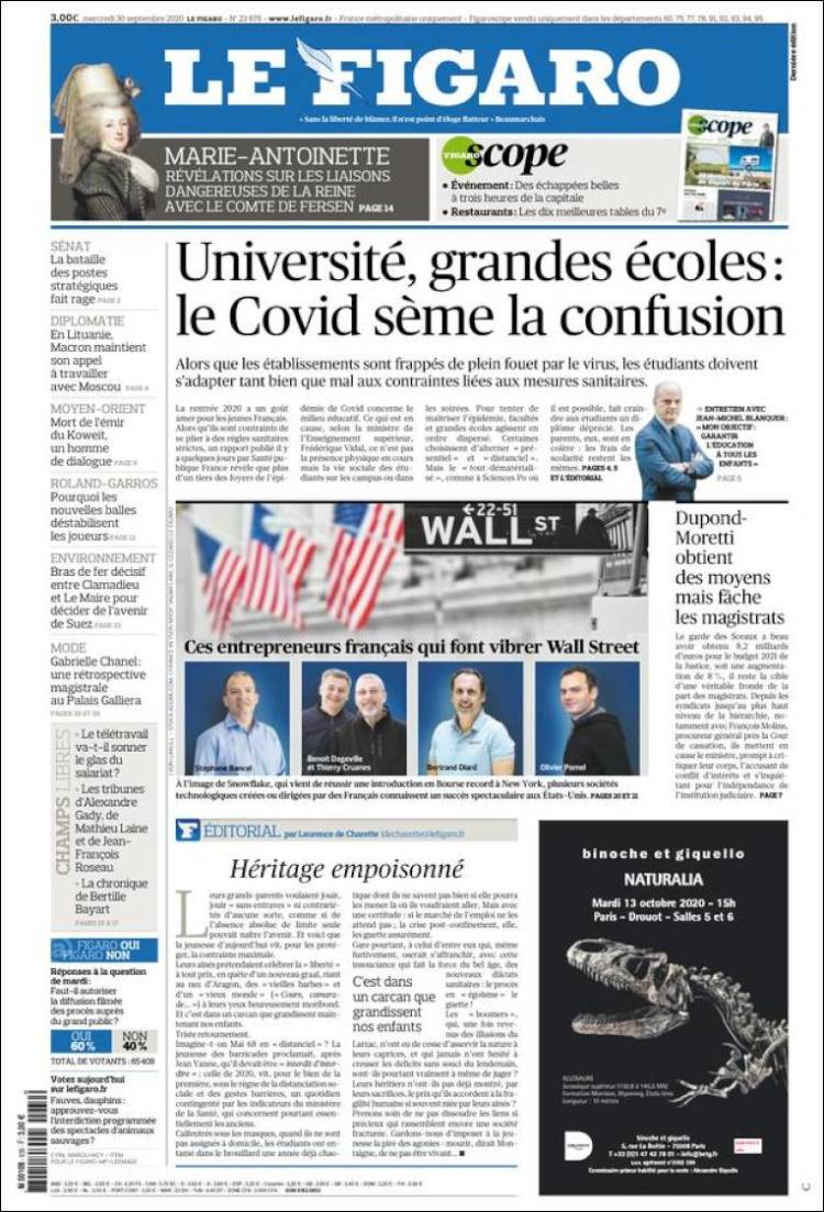 Portada de Le Figaro (Francia)