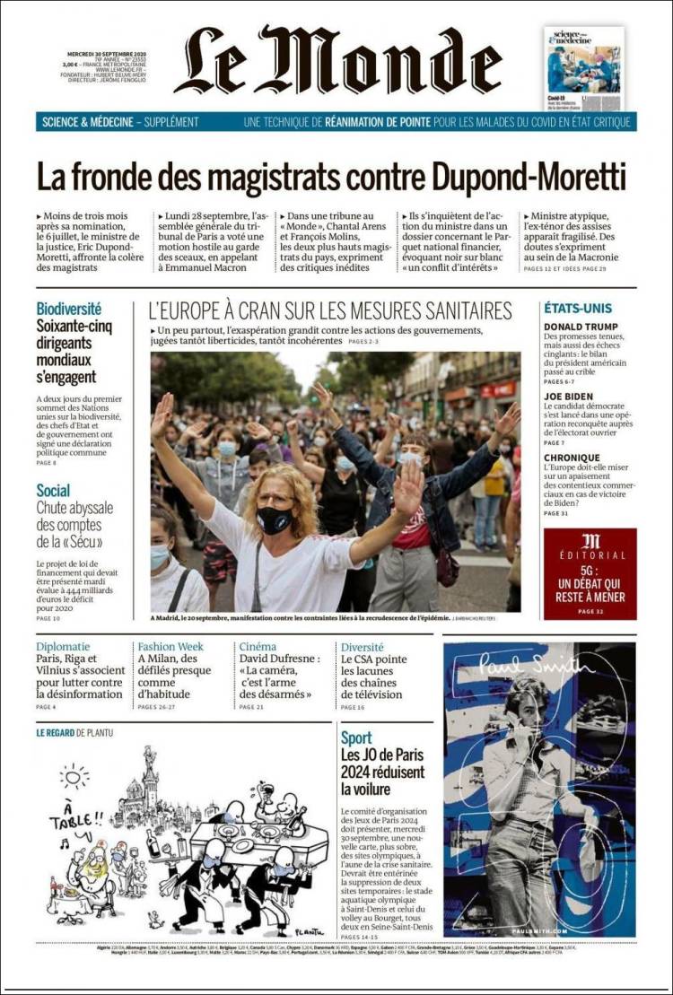 Portada de Le Monde (Francia)