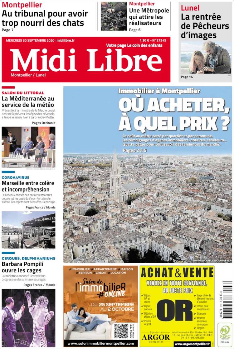 Portada de Midi Libre (Francia)