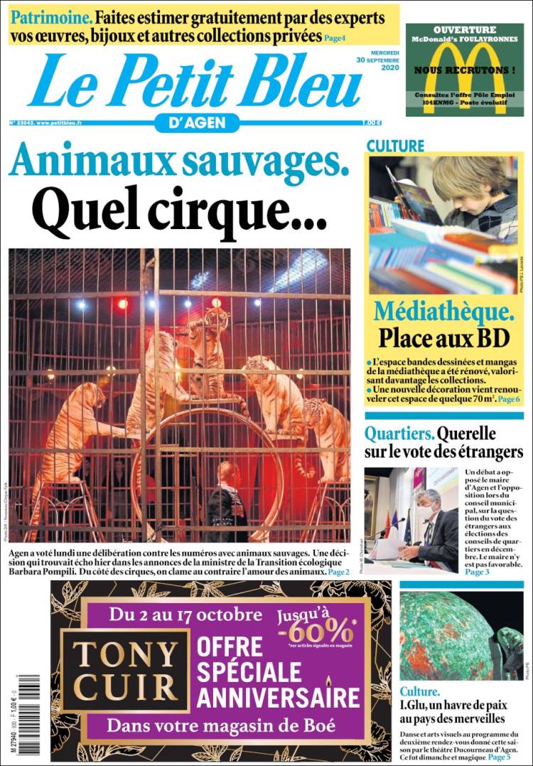 Portada de Le Petit Bleu (Francia)