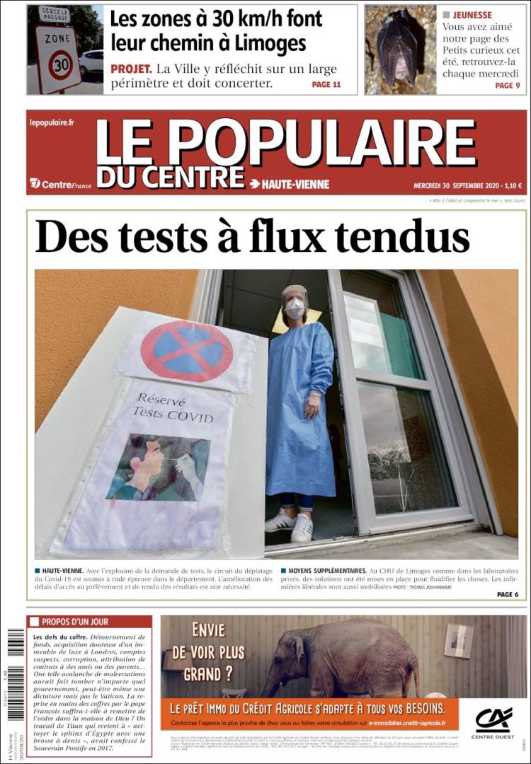 Portada de Le Populaire du Centre (Francia)