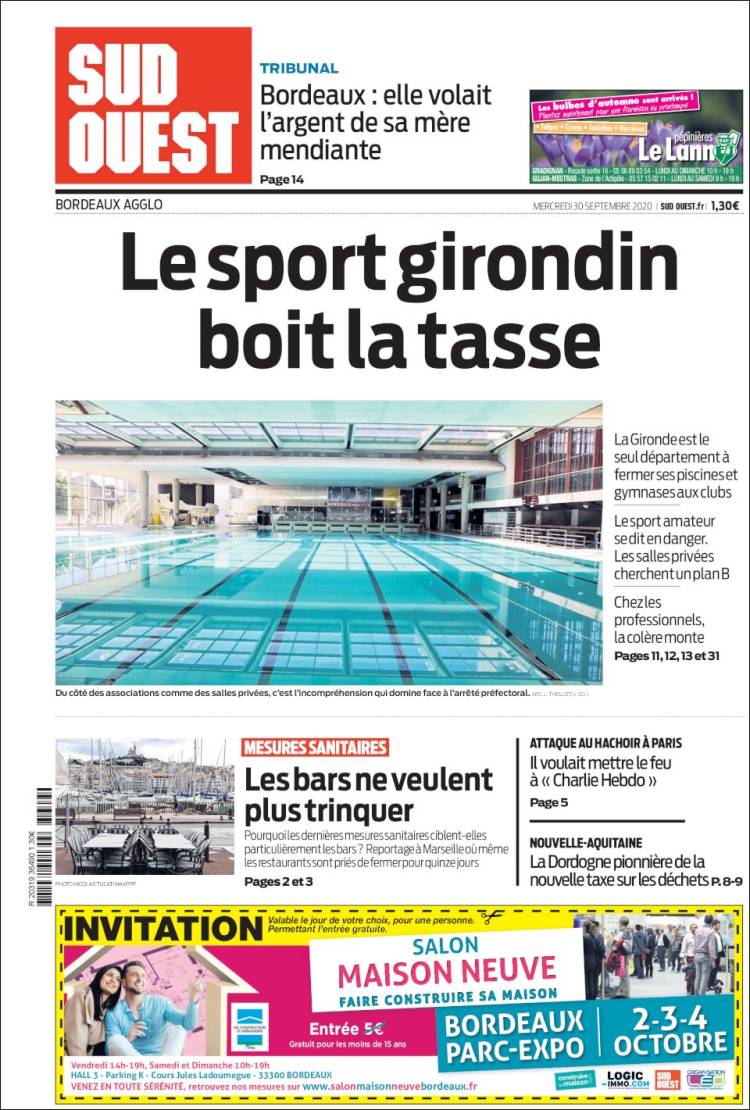 Portada de Sud Ouest (Francia)