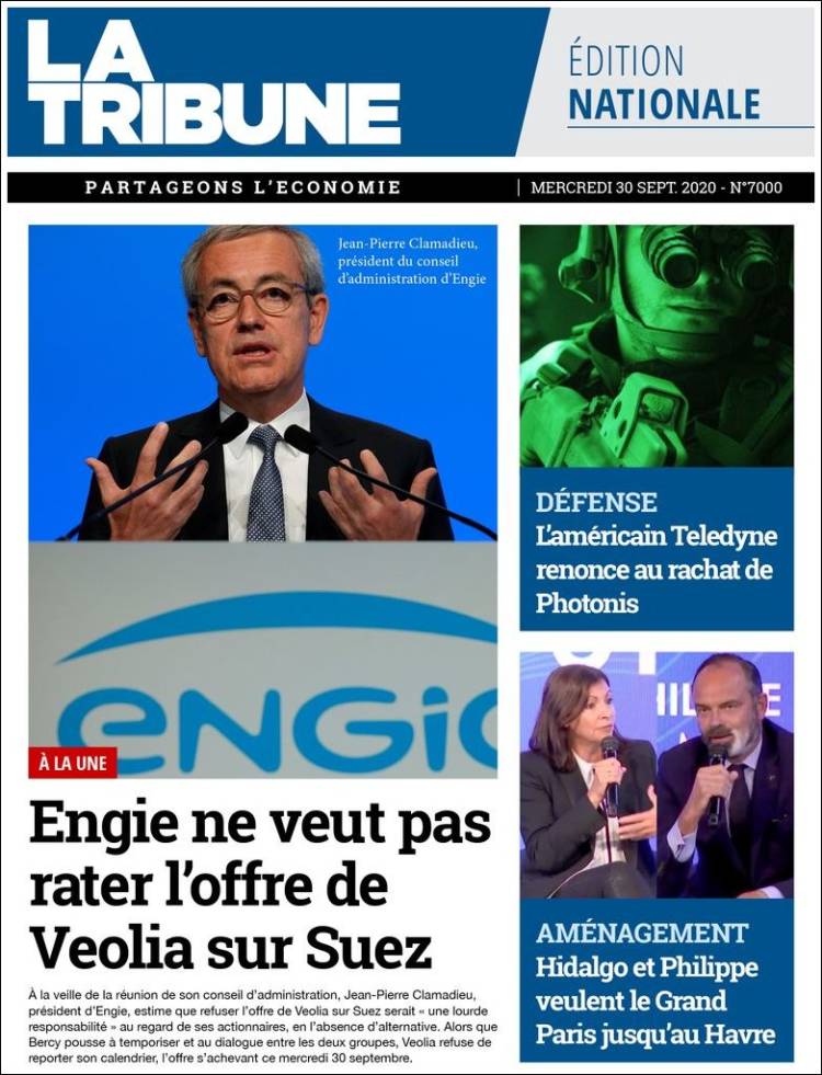 Portada de La Tribune (Francia)